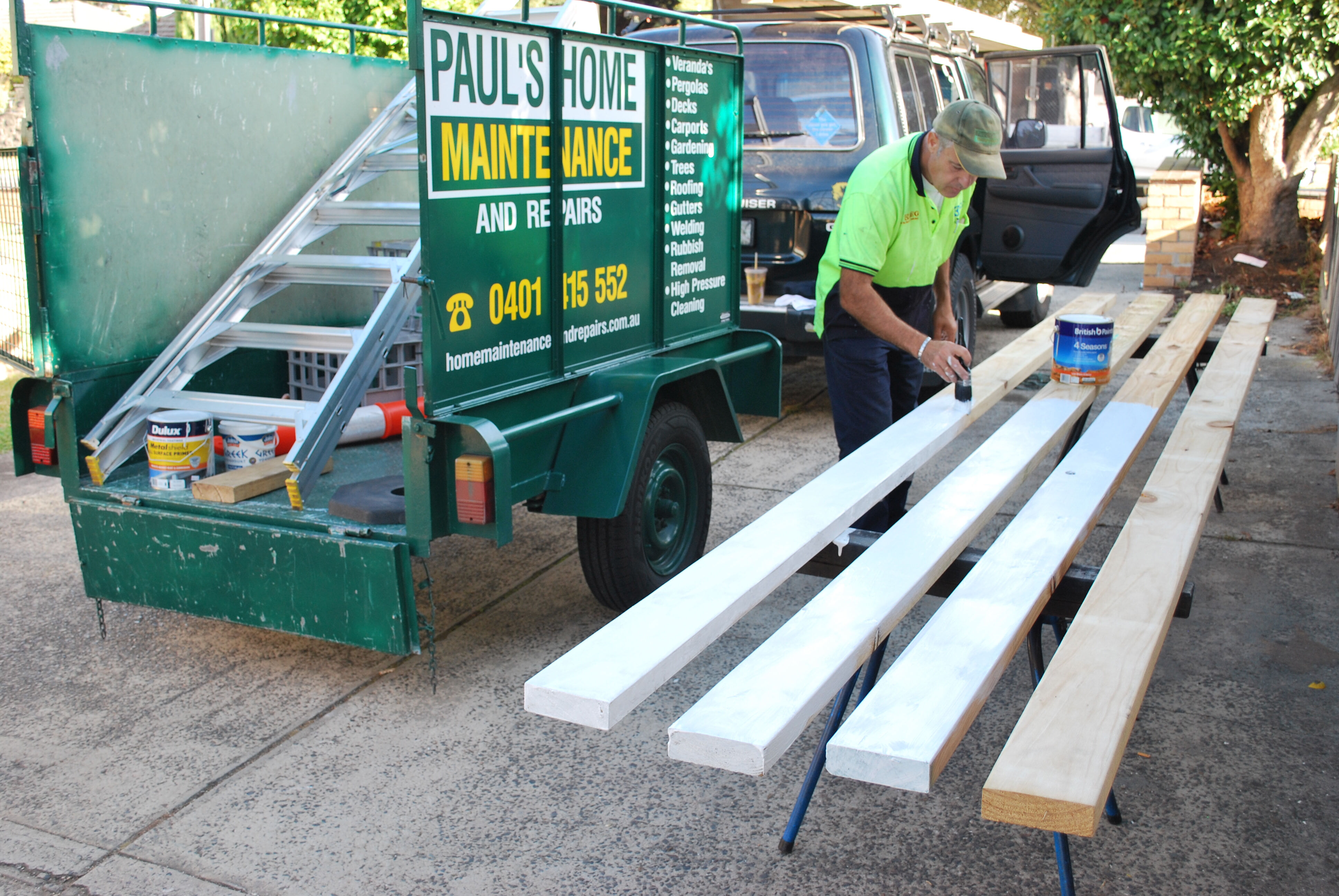 Painting Beams for Carport